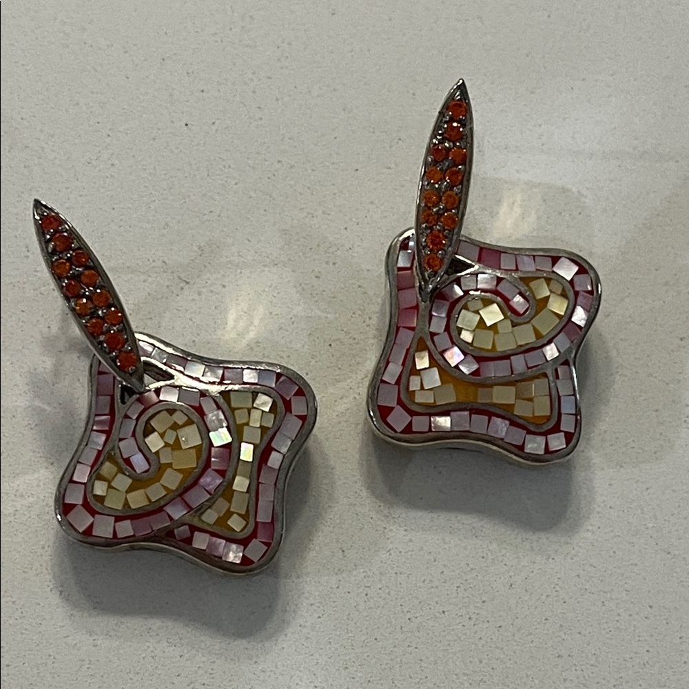 Sterling silver Colorful Mosaic Earrings